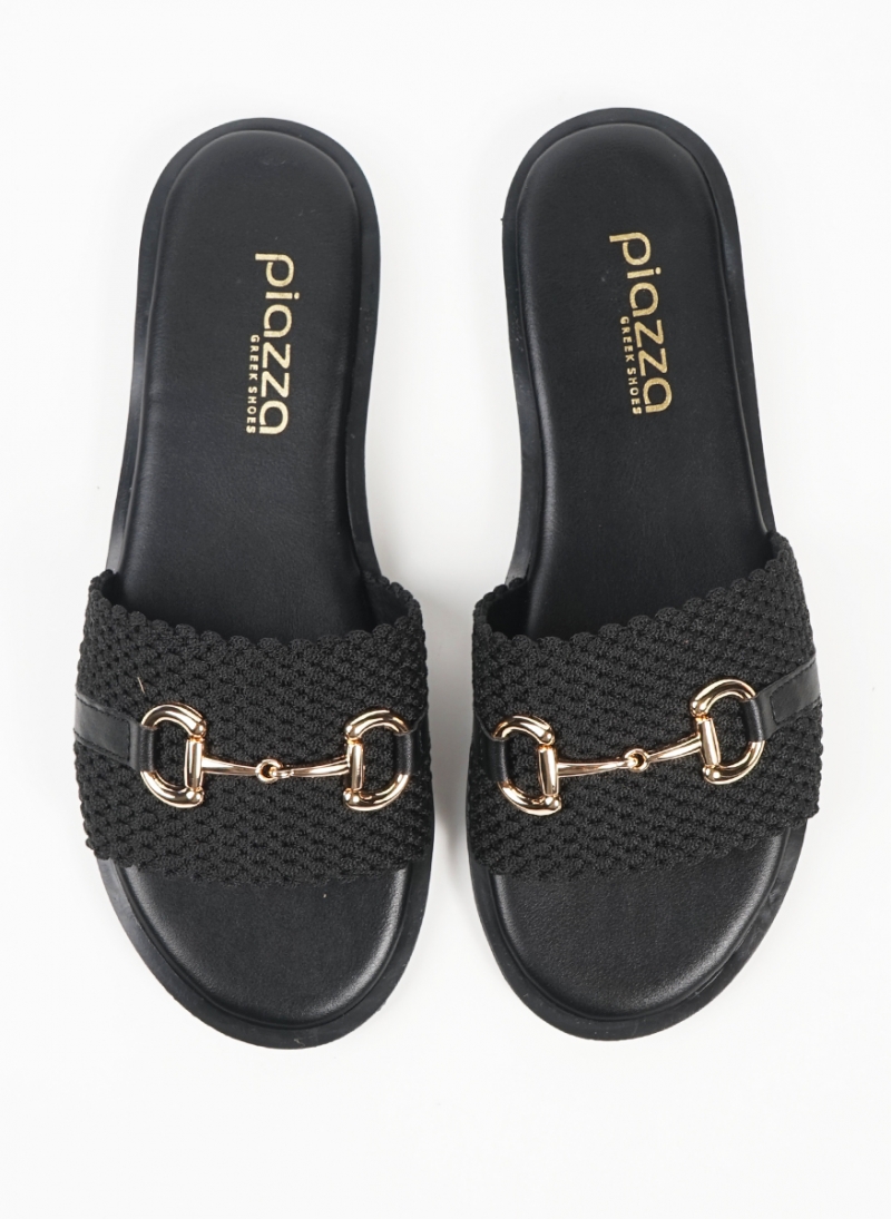 ΓΥΝΑΙΚΕΙΑ ΔΕΡΜΑΤΙΝΑ FLAT ΣΑΝΔΑΛΙΑ ΜΕ ΠΛΕΞΗ ΚΑΙ ΑΓΚΡΑΦΑ 17115