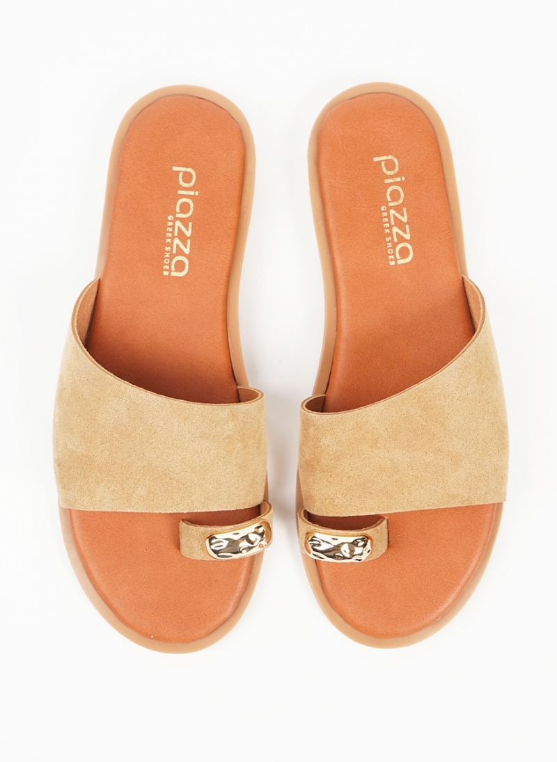 ΓΥΝΑΙΚΕΙΑ ΔΕΡΜΑΤΙΝΑ FLAT ΣΑΝΔΑΛΙΑ TOE-RING 17105