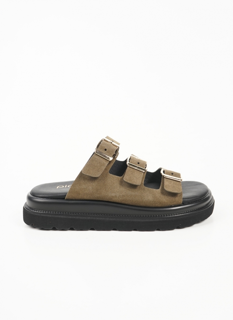 ΓΥΝΑΙΚΕΙΑ ΔΕΡΜΑΤΙΝΑ ΣΑΝΔΑΛΙΑ FLATFORM ΜΕ ΤΡΕΙΣ ΦΑΣΕΙΣ 18163