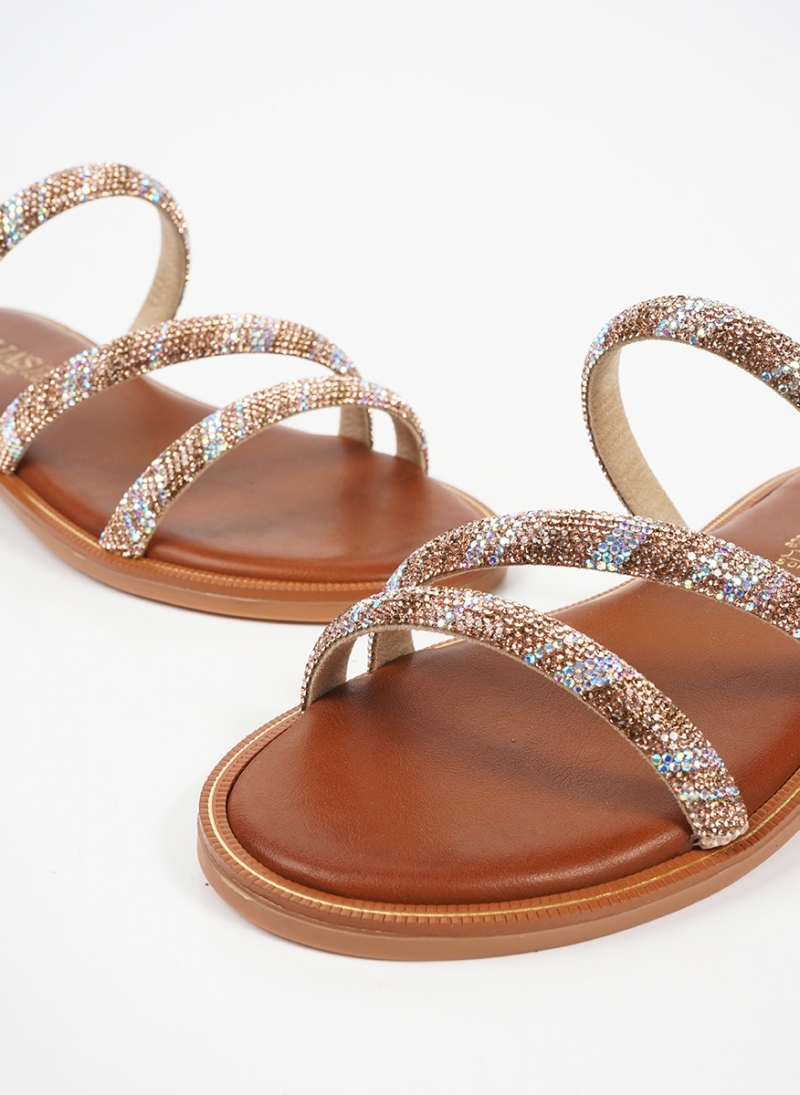 ΓΥΝΑΙΚΕΙΑ ΔΕΡΜΑΤΙΝΑ ΧΕΙΡΟΠΟΙΗΤΑ ΣΑΝΔΑΛΙΑ LIAS ΜΕ STRASS