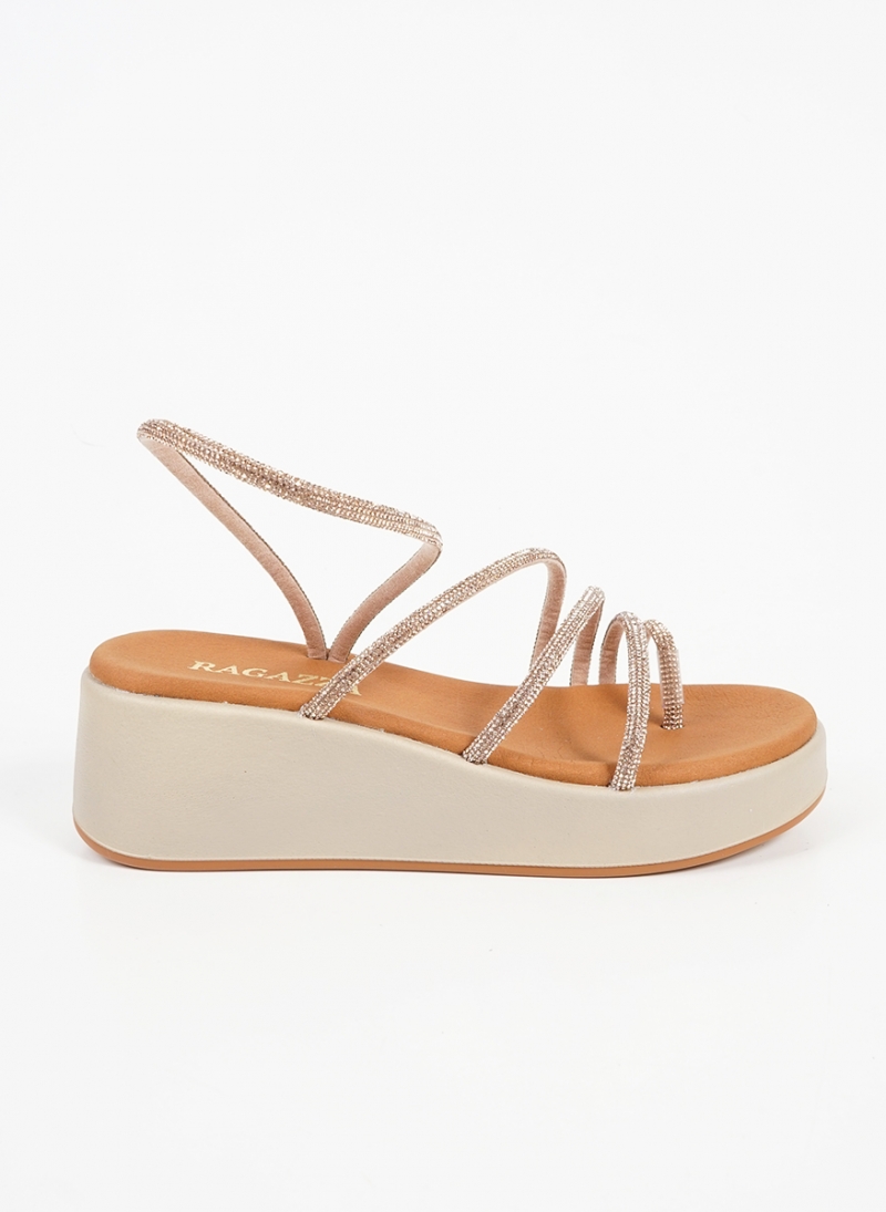 ΓΥΝΑΙΚΕΙΑ RAGAZZA FLATFORM ΜΕ ΒΡΑΧΙΟΛΗ ΚΑΙ STRASS