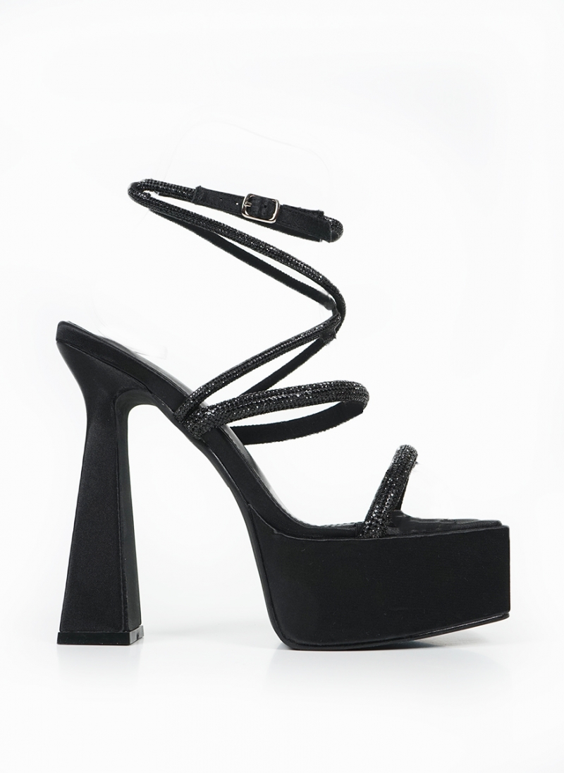 ΣΑΤΕΝ LACE UP ΠΕΔΙΛΑ ΜΕ STRASS